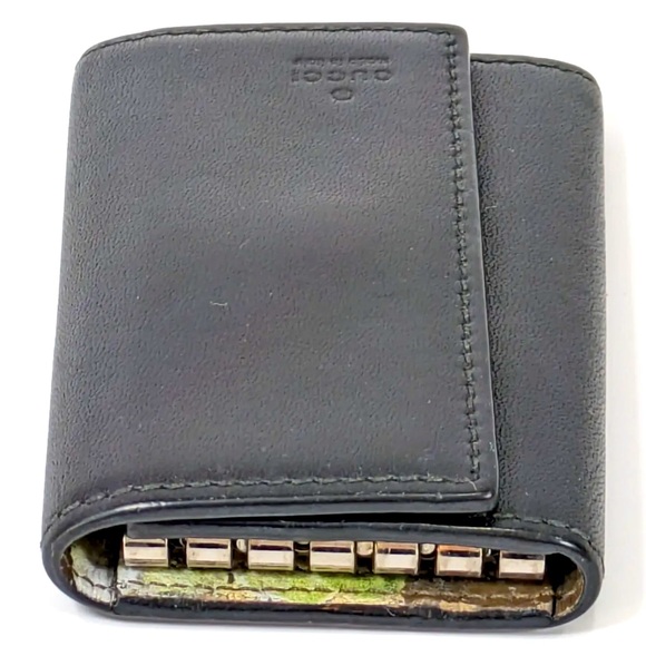 Gucci Blooms Green & Black leather key case floral pattern 6 ring Authentic - Picture 11 of 16